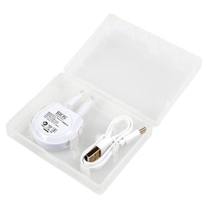 White electronic device with USB cable in a clear plastic case on a white background - okotoks hc pharmacy