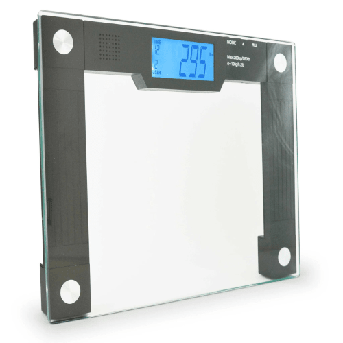 Digital glass bathroom scale on a white background - okotoks hc pharmacy