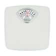 White mechanical bathroom scale with a dial on a white background - okotoks hc pharmacy