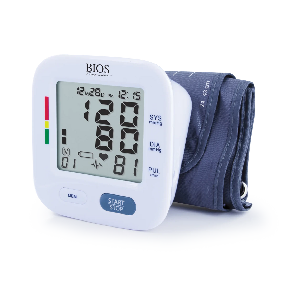 Blood pressure monitor with digital display on a white background - okotoks hc pharmacy
