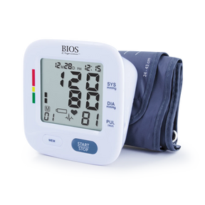 Blood pressure monitor with digital display on a white background - okotoks hc pharmacy
