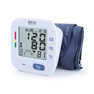 Blood pressure monitor with digital display on a white background - okotoks hc pharmacy