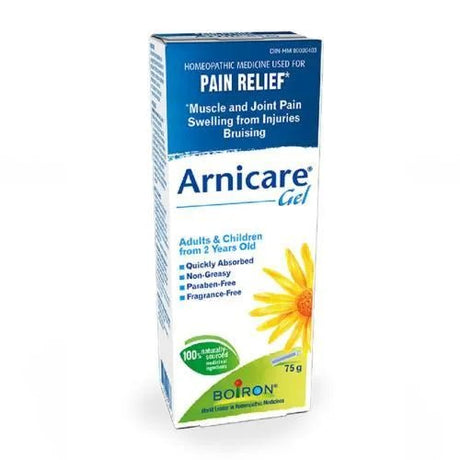 Box of Arnicare Gel for pain relief on a white background - okotoks hc pharmacy