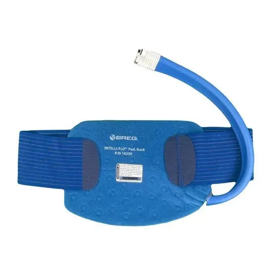 Blue Breg Intelli-Flo pad with hose on a white background - okotoks hc pharmacy