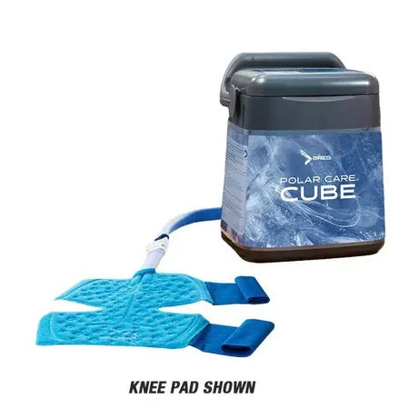 Polar Care Cube with a blue knee pad on a white background - okotoks hc pharmacy