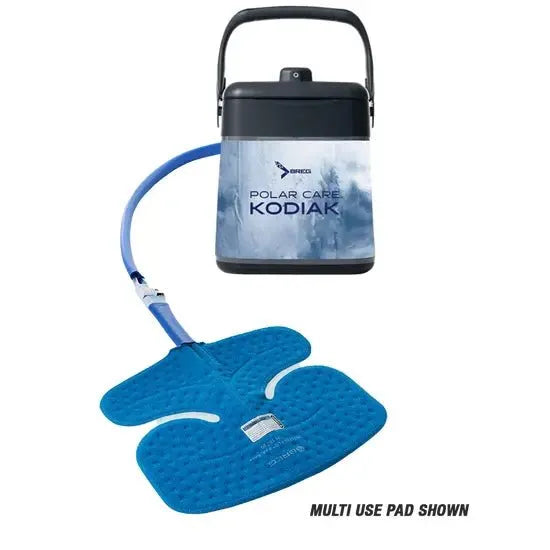 Blue multi-use pad with therapy system and 'Polar Care Kodiak' branding on a white background. - okotoks hc pharmacy