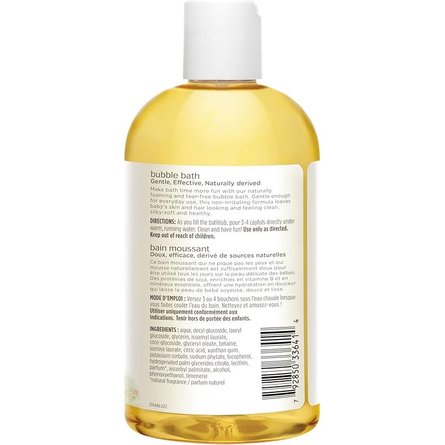 Bottle of bubble bath with label and ingredients list on a white background - okotoks hc pharmacy