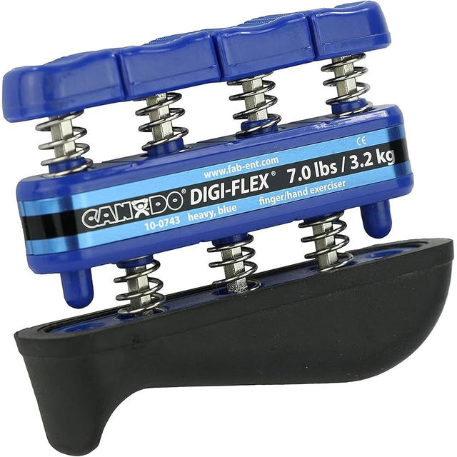 Blue and black hand exerciser with springs on a white background - okotoks hc pharmacy