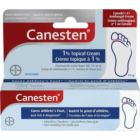 Canesten 1% topical cream packaging with red and blue design - okotoks hc pharmacy