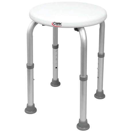 Adjustable shower stool with Carex branding on a white background - okotoks hc pharmacy