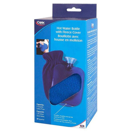 Corex hot water bottle with fleece cover packaging on a white background - okotoks hc pharmacy