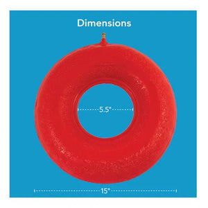 Red ring with dimensions on a blue background - okotoks hc pharmacy