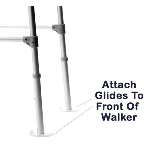 Walker with attached glides on a white background - okotoks hc pharmacy