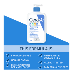 CeraVe baby moisturizing lotion on a white background with blue accents. - okotoks hc pharmacy