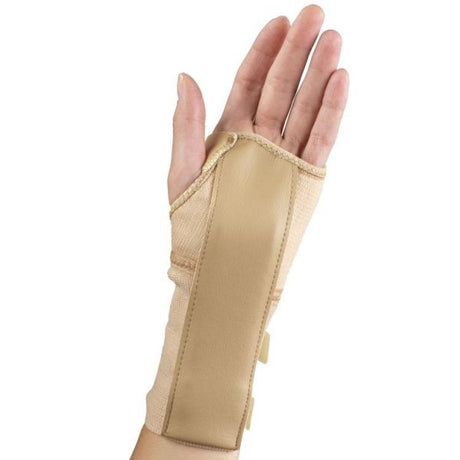 Beige wrist support brace on a white background - okotoks hc pharmacy