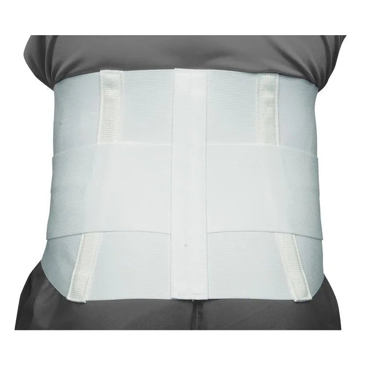 White waist support belt worn by a person on a white background - okotoks hc pharmacy