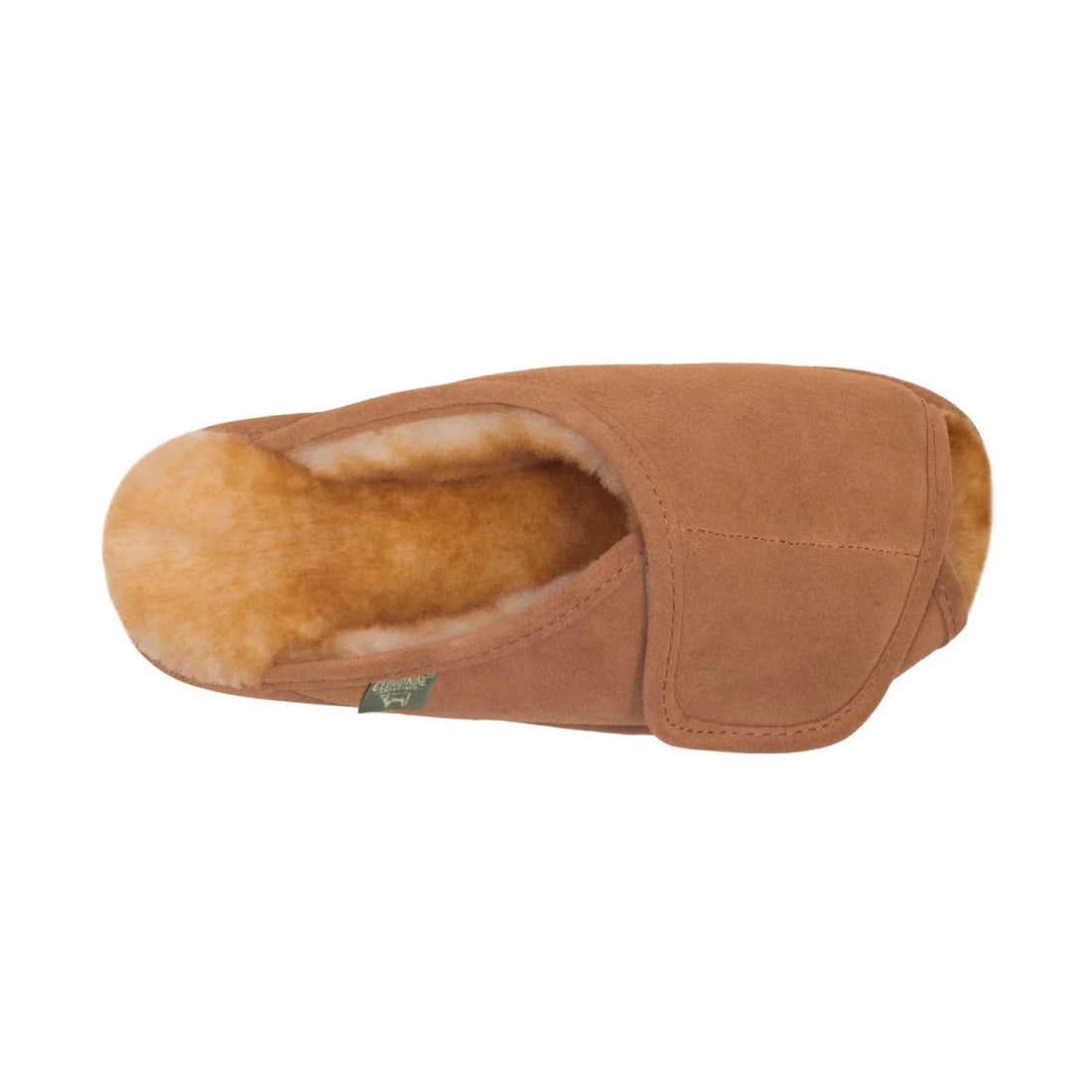 Brown slipper with fur lining on a white background - okotoks hc pharmacy