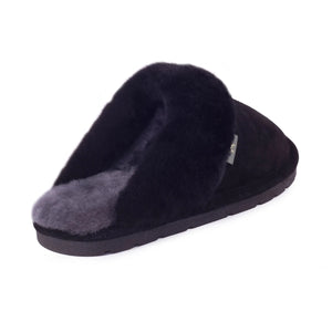 Black slipper with gray sole on a white background - okotoks hc pharmacy