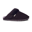 Black slipper with fur trim on a white background - okotoks hc pharmacy