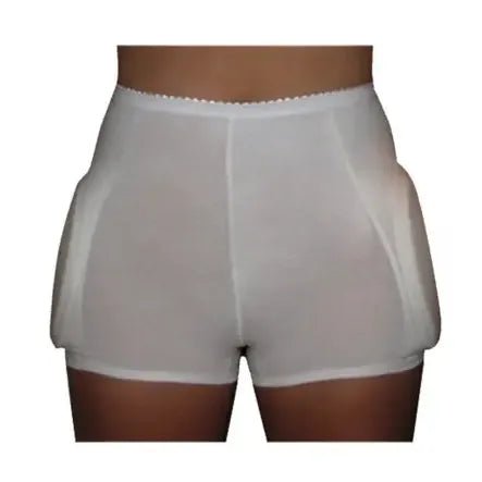 White sheer shorts worn by a person on a white background - okotoks hc pharmacy