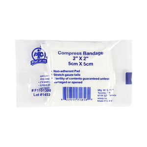 Compress bandage packaging with blue and white design on a white background - okotoks hc pharmacy