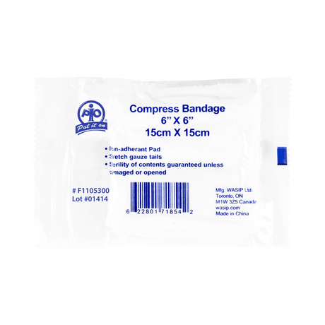Compress bandage packaging with branding and product details on a white background - okotoks hc pharmacy