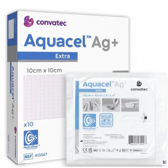 Convatec Aquacel Ag+ Extra wound dressing packaging on a white background - okotoks hc pharmacy