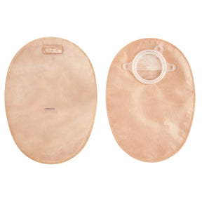 Two beige ostomy bags on a white background - okotoks hc pharmacy