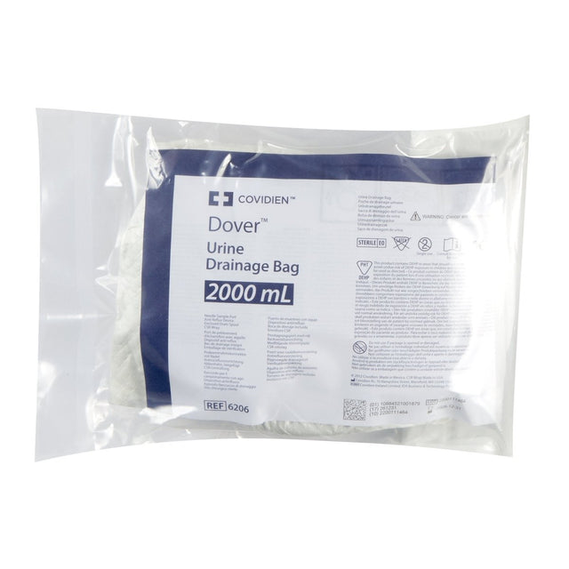 Covidien Dover Urine Drainage Bag packaging on a white background - okotoks hc pharmacy