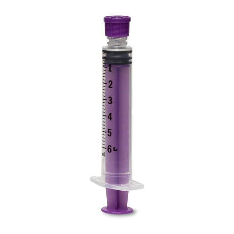 Purple syringe with measurement markings on a white background - okotoks hc pharmacy