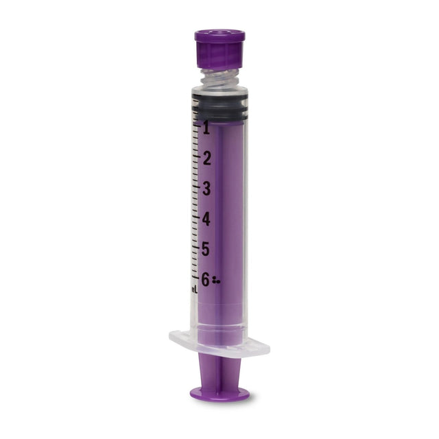 Purple syringe with measurement markings on a white background - okotoks hc pharmacy