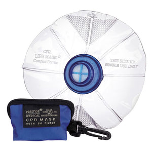 CPR life mask with blue filter and carrying case on a white background - okotoks hc pharmacy