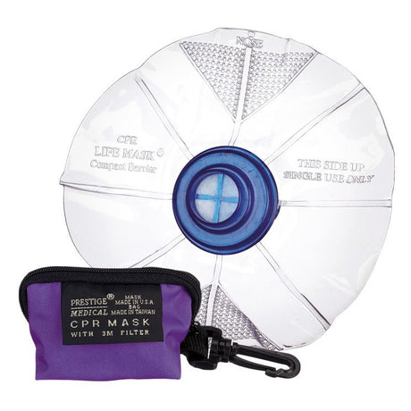 CPR life mask with filter and purple carrying case on a white background - okotoks hc pharmacy