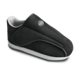 Black slip-on shoe with white sole on a white background - okotoks hc pharmacy