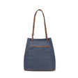 Blue tote bag with brown accents on a white background - okotoks hc pharmacy