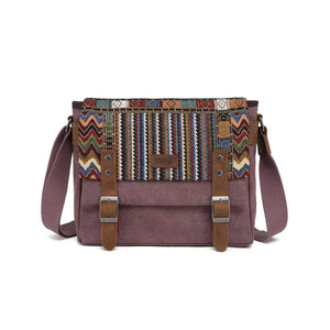Purple bag with a colorful patterned flap on a white background - okotoks hc pharmacy
