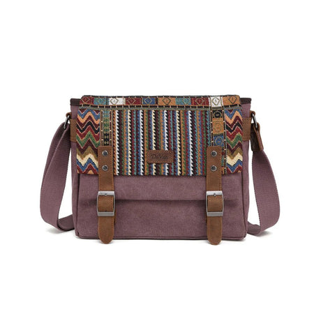 Purple bag with a colorful patterned flap on a white background - okotoks hc pharmacy