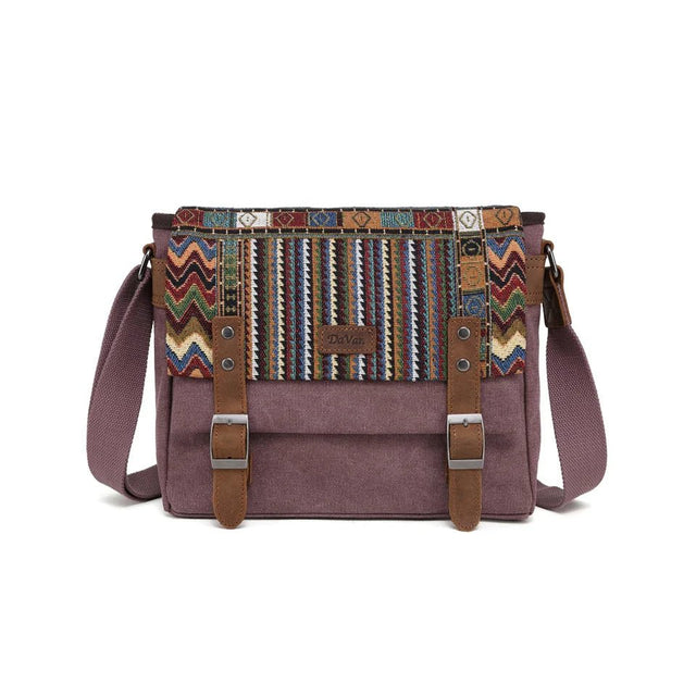 Purple bag with a colorful patterned flap on a white background - okotoks hc pharmacy