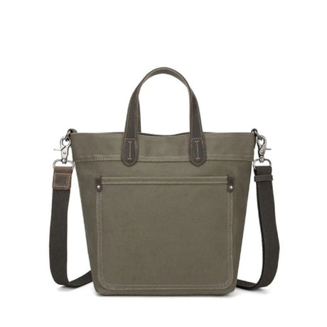 Green tote bag with shoulder strap on a white background - okotoks hc pharmacy