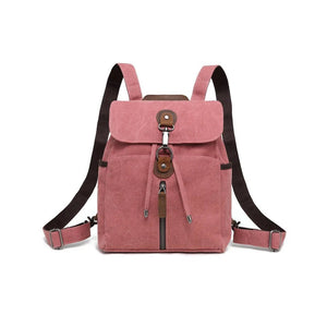 Pink backpack with brown accents on a white background - okotoks hc pharmacy