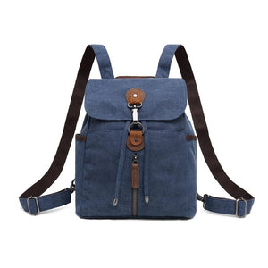Blue backpack with brown accents on a white background - okotoks hc pharmacy