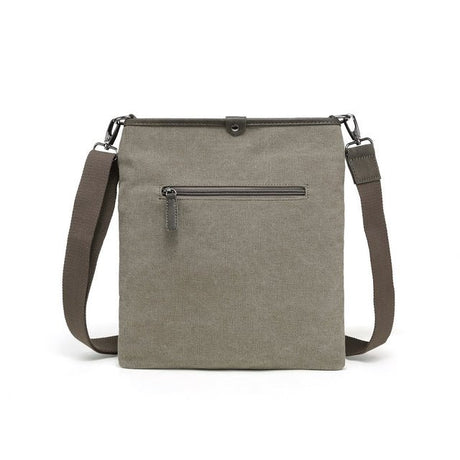 Gray crossbody bag with a zipper pocket on a white background - okotoks hc pharmacy