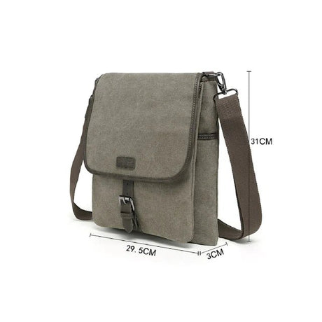 Gray shoulder bag with measurements on a white background - okotoks hc pharmacy