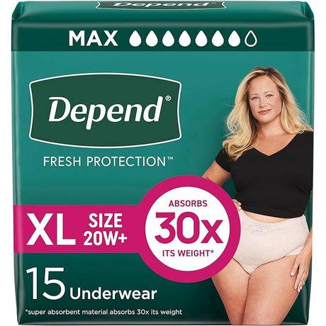 Depend Incontinence Underwear for Women - Maximum Absorbency x large 15 pack - okotoks hc pharmacy