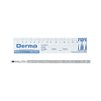 A Derma Wound Ruler single patient use measuring device shown on a plain white background, with the front side displaying blue branding and measurement markings, and a side profile view below. - okotoks hc pharmacy