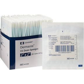 Coviden Dermacea I.V. Drain Sponges packaging on a white background - okotoks hc pharmacy