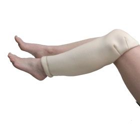 Leg with a compression sleeve on a white background - okotoks hc pharmacy