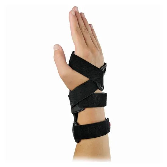 Black wrist support brace on a white background - okotoks hc pharmacy