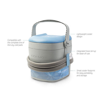 DonJoy cooler with blue lid and gray base on a white background - okotoks hc pharmacy