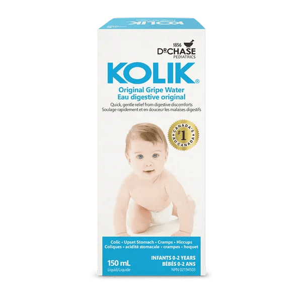 Box of Kolik Original Gripe Water with a baby on the label against a white background - okotoks hc pharmacy
